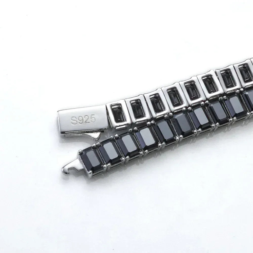 6mm Rectangular Moissanite Tennis Chain Necklace for Women – S925 Sterling Silver Luxury Hip Hop Jewelry - CaratixJewelry