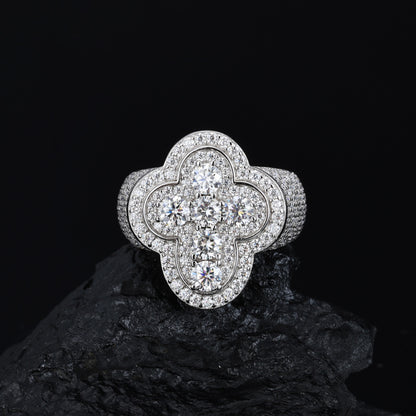 Men's S925 Sterling Silver Moissanite Cross Ring – Luxury Iced-Out Hip-Hop Statement Band