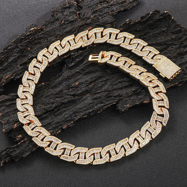 16mm Pig Nose Cuban Chain Mixed Set Zircon - CaratixJewelry