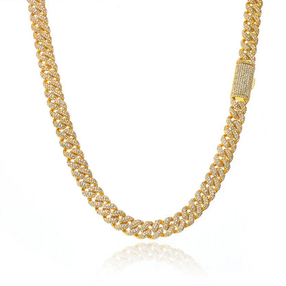 Custom 10mm Triple-Row Iced Cuban Link Gold Chain - CaratixJewelry