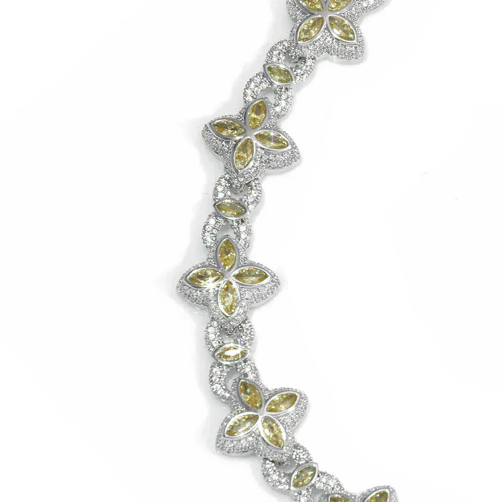 Iced Out Figure 8 Cuban Chain Necklace Zircon Floral Charm Bling Jewelry | Caratix Jewelry - CaratixJewelry