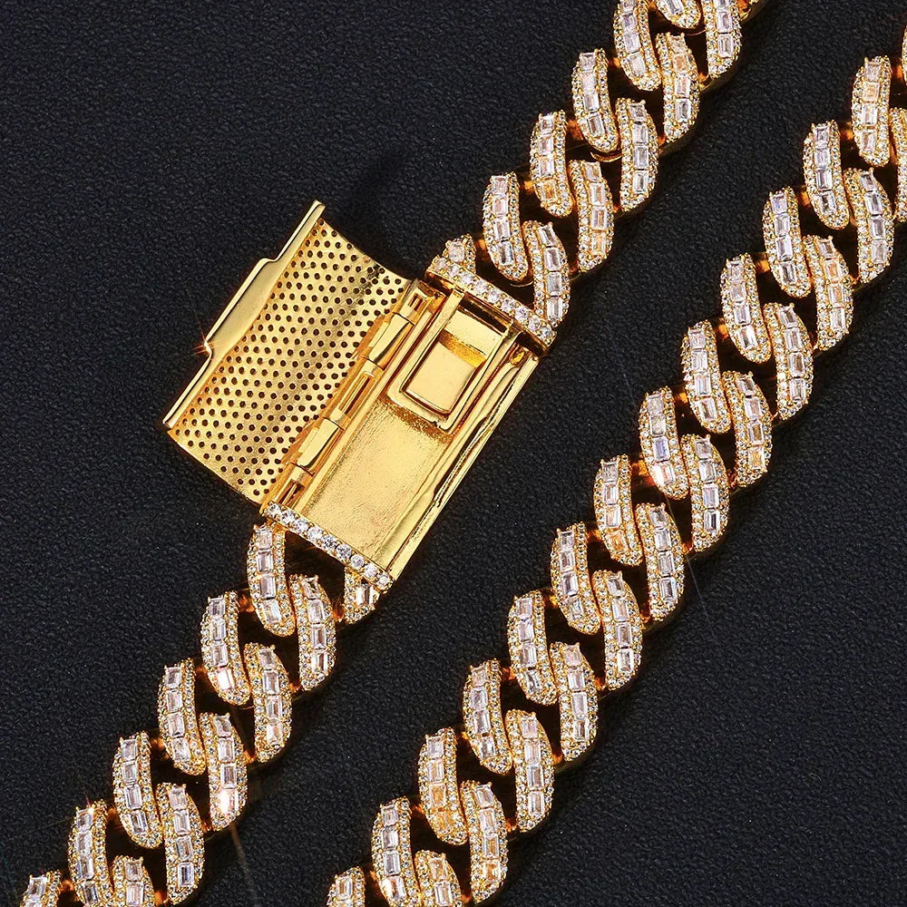 18mm Iced Out Cuban Chain Necklace Mixed Zircon Hip Hop Jewelry for Men | Caratix Jewelry - CaratixJewelry