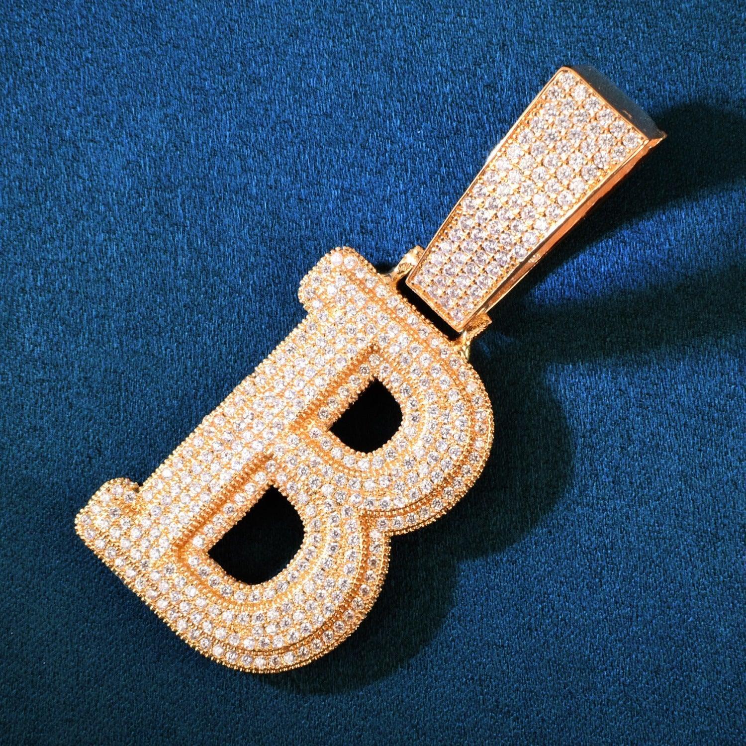 Iced Out Letter & Number Pendant | CZ Hip Hop Bling Jewelry Necklace - CaratixJewelry