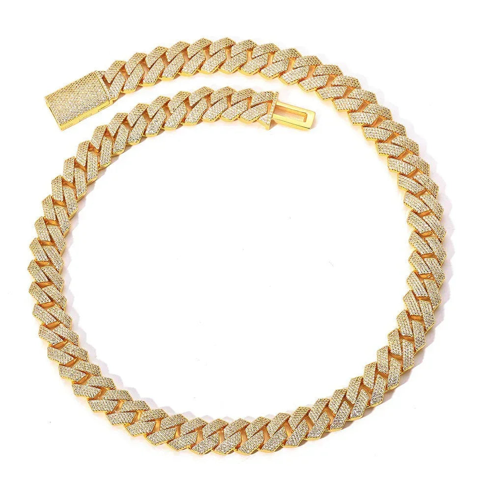 Custom 15mm 4 Row Rhombus Cuban Link Chain Bracelet | Caratix - CaratixJewelry