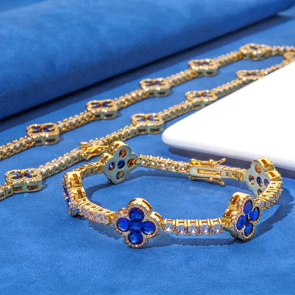 Spring Clasp Tennis Chain Necklace Colored Gemstones & Zircon Hip Hop Jewelry for Men | Caratix Jewelry - CaratixJewelry