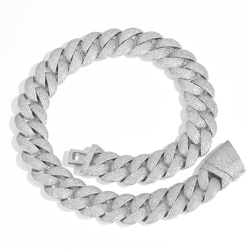 24mm Bubble Cuban Link Moissanite Chain for Men – S925 Sterling Silver Luxury Hip Hop Necklace - CaratixJewelry