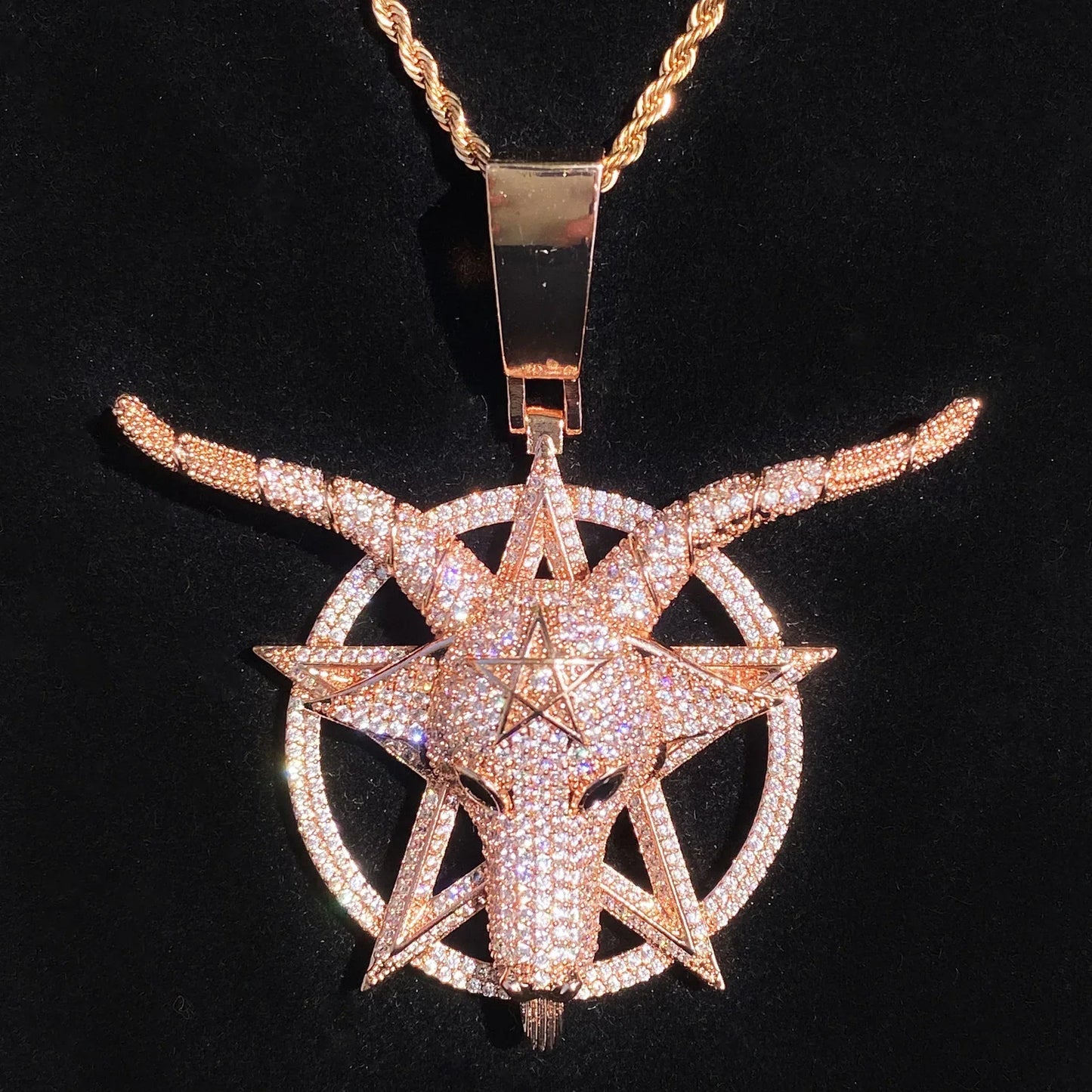 Iced Out "G.O.A.T." Head Pendant | Men's Greatest of All Time Necklace - CaratixJewelry