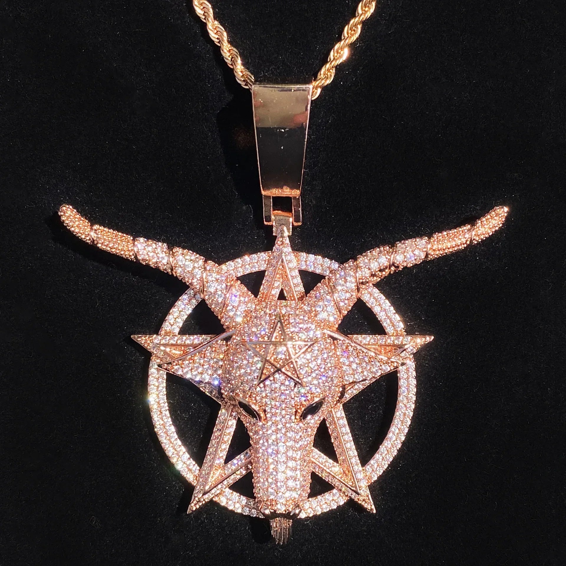 Iced Out "G.O.A.T." Head Pendant | Men's Greatest of All Time Necklace - CaratixJewelry