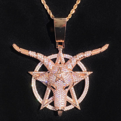 Iced Out "G.O.A.T." Head Pendant | Men's Greatest of All Time Necklace - CaratixJewelry