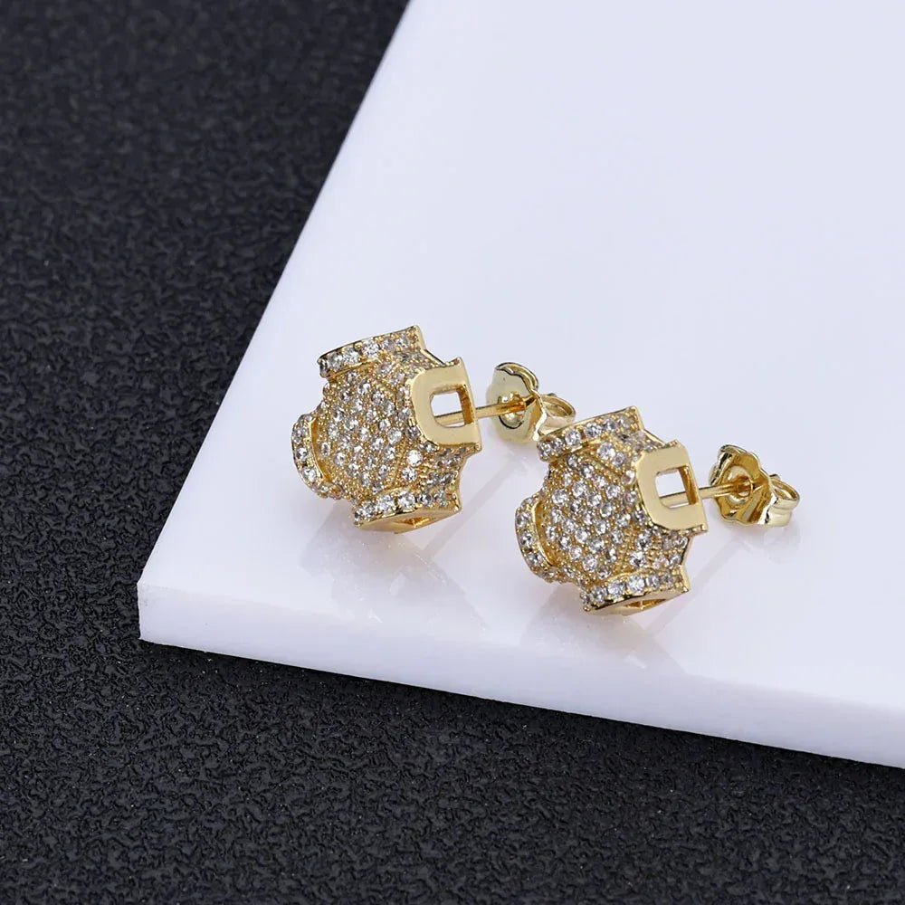 Full Zircon Stud Earrings for Men | Trendy Hip Hop Jewelry | Caratix Jewelry - CaratixJewelry