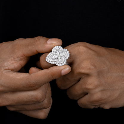Iced Out Moissanite Flower Ring S925 Hip Hop Men | Caratix