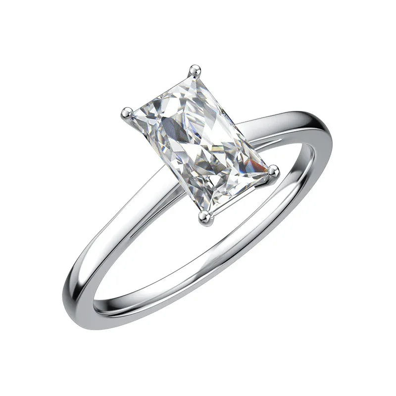 1ct Emerald Cut Moissanite Ring | S925 Silver 18K Gold Plated | Caratix