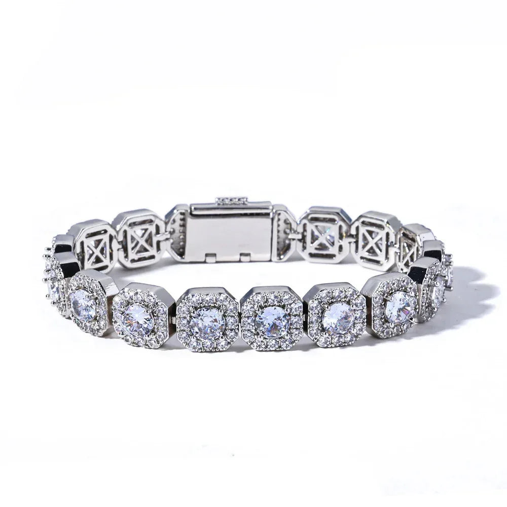 10mm Square Tennis Chain Iced-Out Zircon Bracelet for Men | Caratix Jewelry - CaratixJewelry