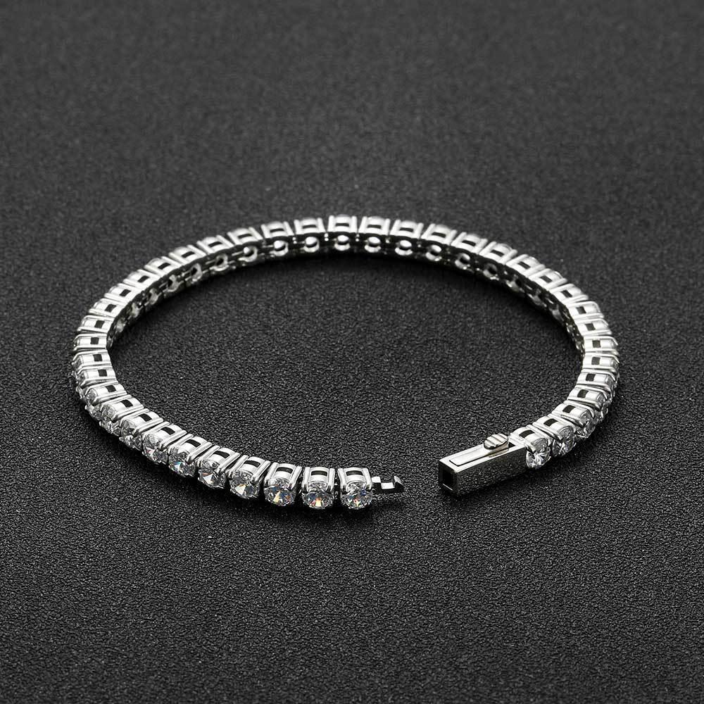 4mm Zircon Tennis Chain Bracelet with Spring Clasp Stainless Steel for Men | Caratix Jewelry - CaratixJewelry
