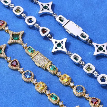 Geometric Moissanite Gemstone Chain Necklace – S925 Sterling Silver Custom Luxury Jewelry for Women - CaratixJewelry