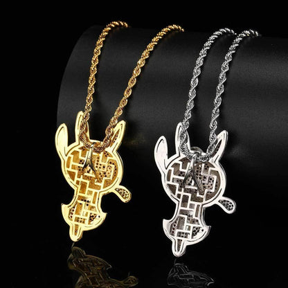 Cartoon Powerpuff Girls Pendant Necklace with Copper Frame and Zircon Stones for Men | Caratix Jewelry - CaratixJewelry