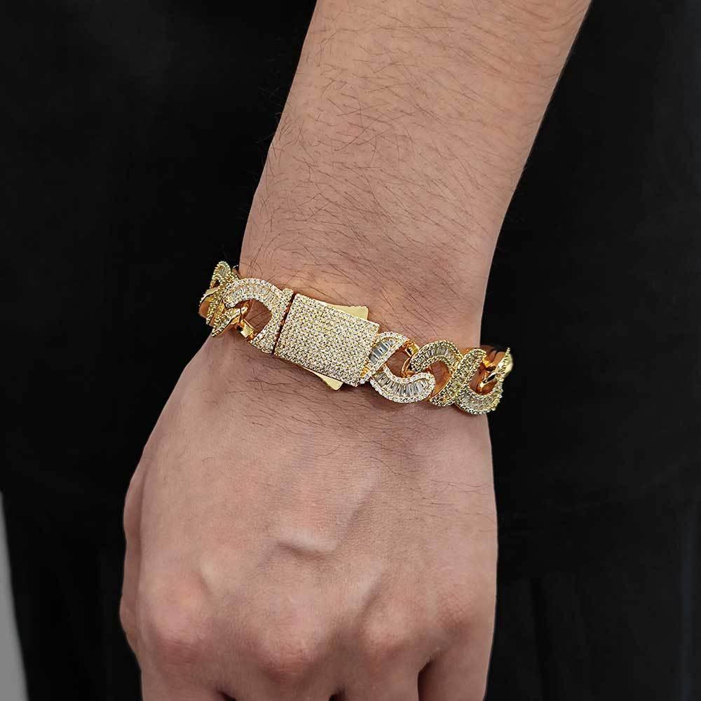Infinity 8 Link Cuban Chain Bracelet with T-Shaped Zircon - CaratixJewelry