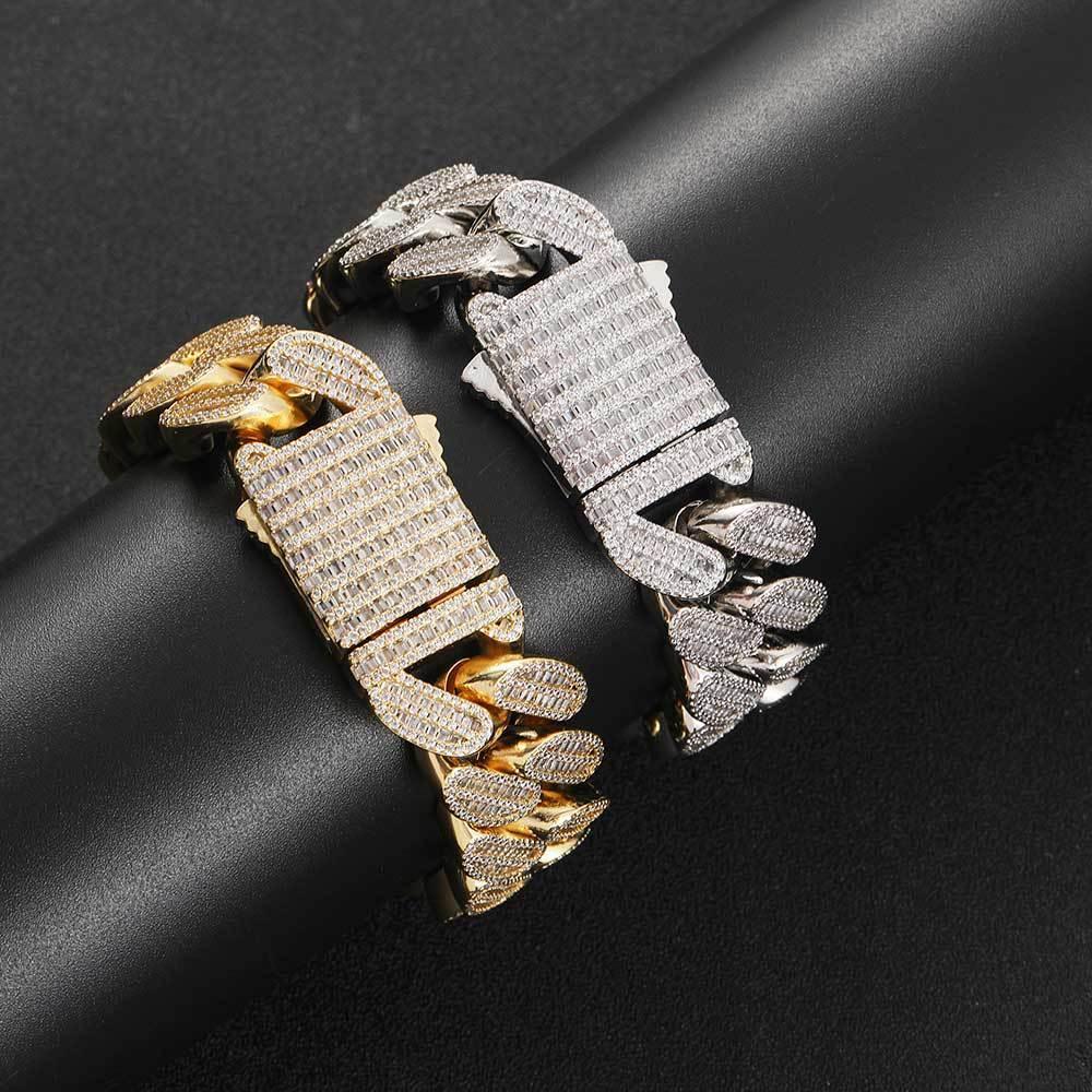 20mm Iced Out Cuban Bracelet Mixed Zircon Rapper Style - CaratixJewelry