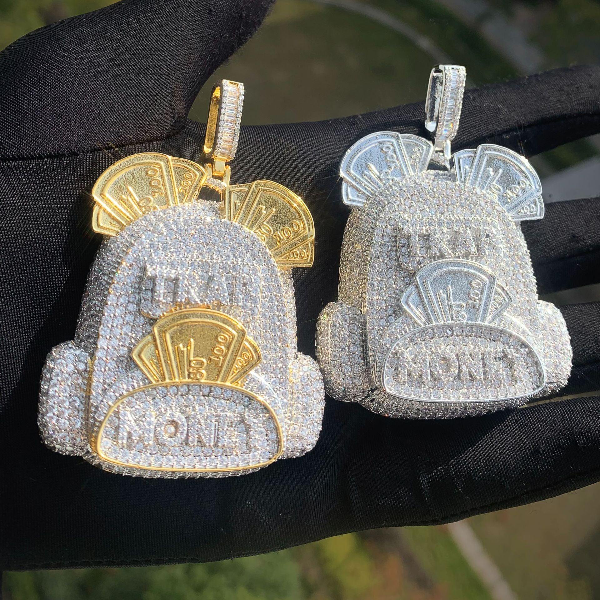 Iced Out Backpack Pendant Necklace for Men – Hip Hop CZ Trendy Streetwear Jewelry - CaratixJewelry