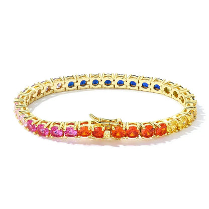 5mm Colorful Zircon Tennis Chain Bracelet Hip Hop Jewelry for Men | Caratix Jewelry - CaratixJewelry