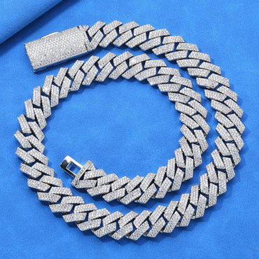 Triple-Row Moissanite -Cut Cuban Link Chain – Custom S925 Sterling Silver Iced-Out Hip Hop Men’s Streetwear Necklace - CaratixJewelry