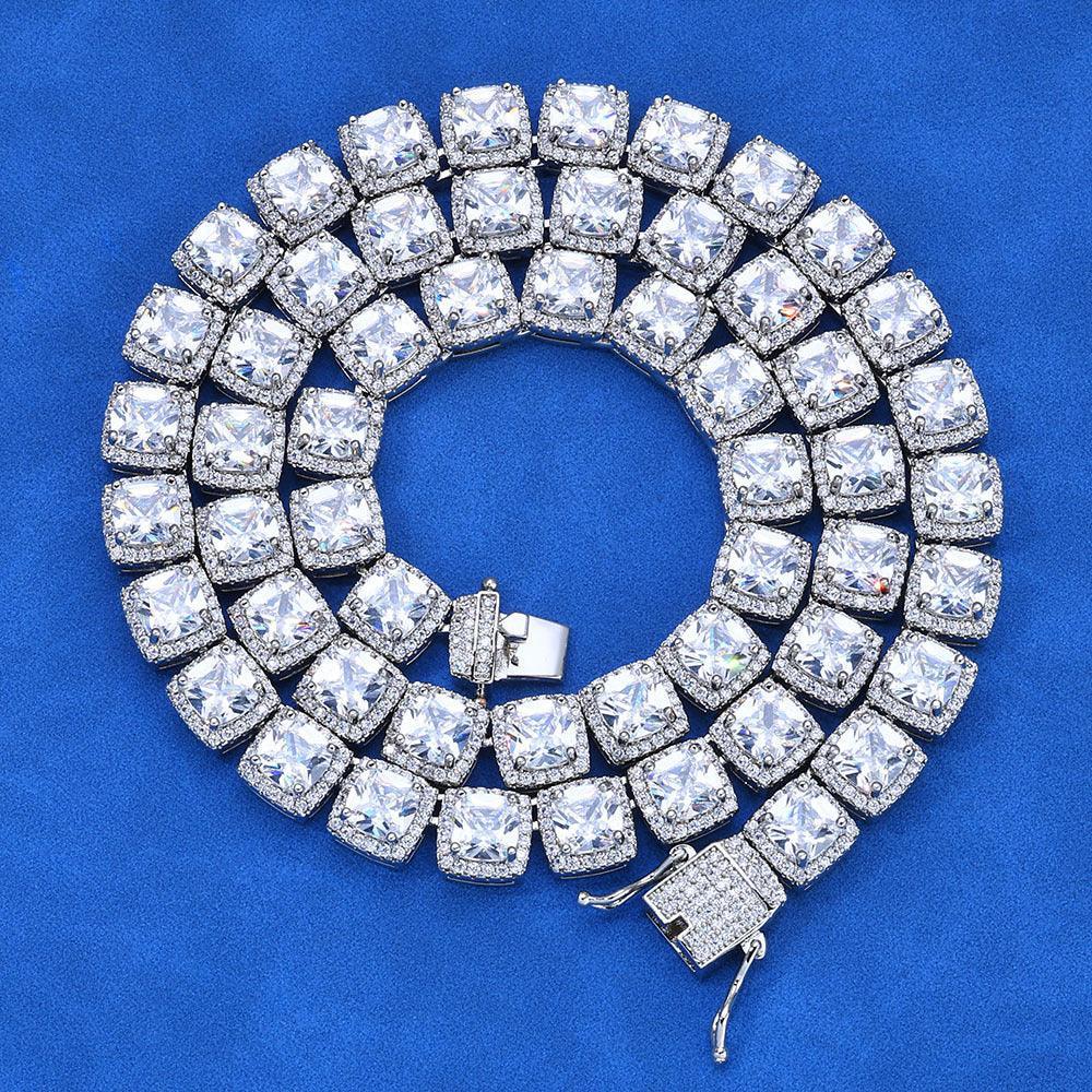 10mm Square Zircon Tennis Chain Necklace Hip Hop Bling | Caratix Jewelry - CaratixJewelry