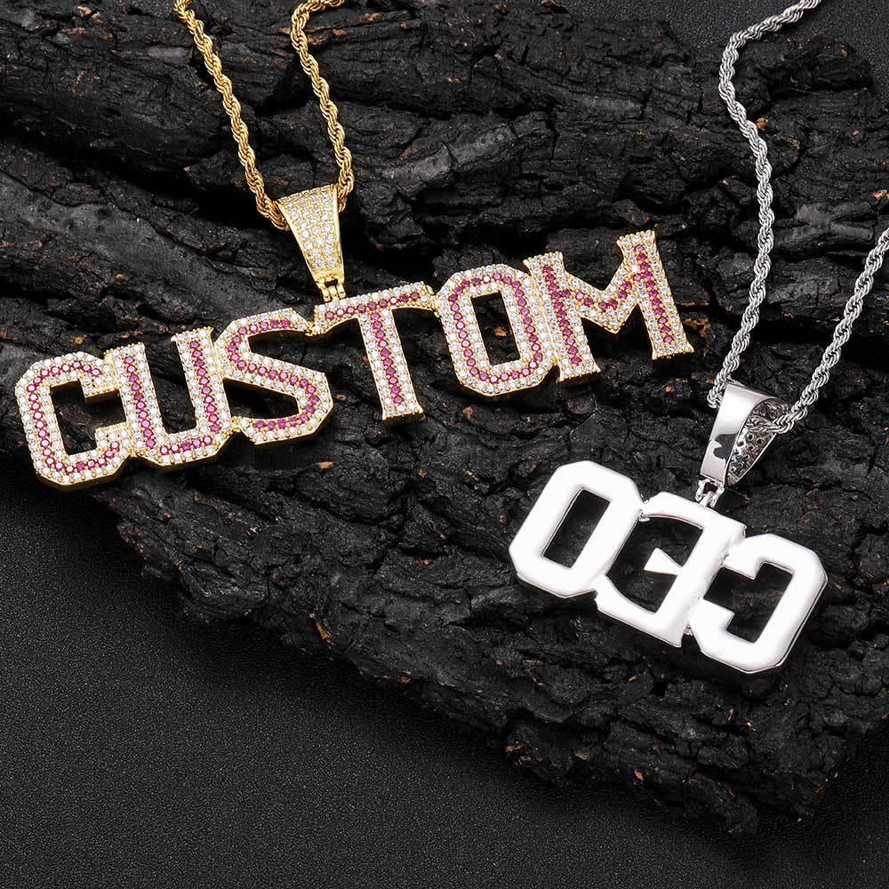 Colorful Zircon Letter Pendant Necklace with Letter Combination for Men | Caratix Jewelry - CaratixJewelry