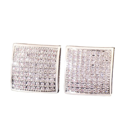 Arc Shaped Square Stud Earrings with 925 Silver Needle | Trendy Hip Hop Jewelry | Caratix Jewelry - CaratixJewelry