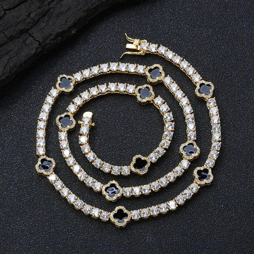 Iced Out Tennis Chain Necklace with Zircon and Drip Oil Finish for Women | Caratix Jewelry - CaratixJewelry