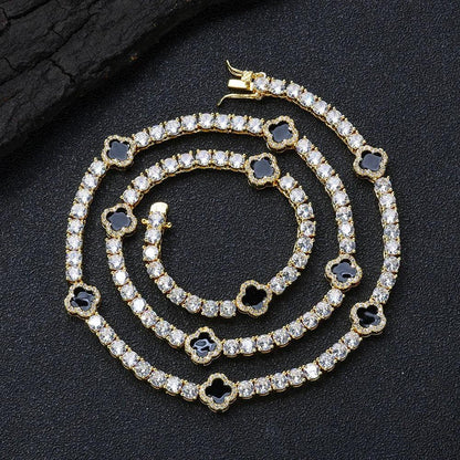 Iced Out Tennis Chain Necklace with Zircon and Drip Oil Finish for Women | Caratix Jewelry - CaratixJewelry