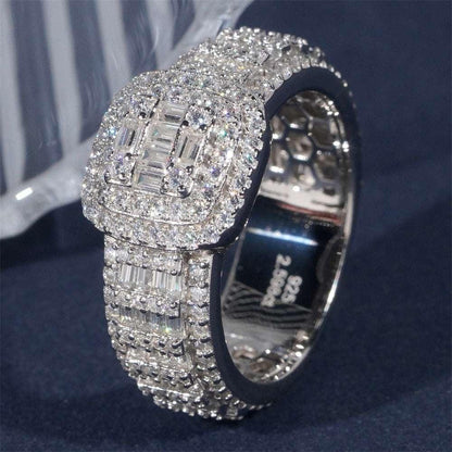T-Cut Moissanite Men’s Ring | S925 Silver Full Iced Out Hip Hop Jewelry - CaratixJewelry