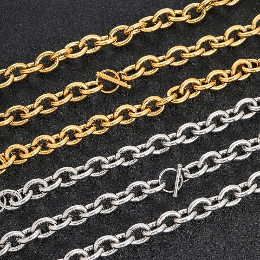 12mm Stainless Steel Cross O Chain Necklace Short Hip Hop Style for Men | Caratix Jewelry - CaratixJewelry