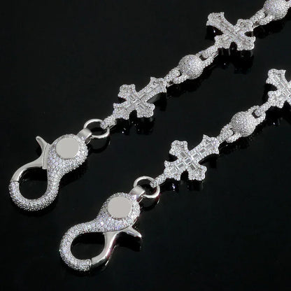 Cross Pendant Round Bead Chain Waist Chain T-Shape Zircon Hip Hop Jewelry | Caratix Jewelry - CaratixJewelry
