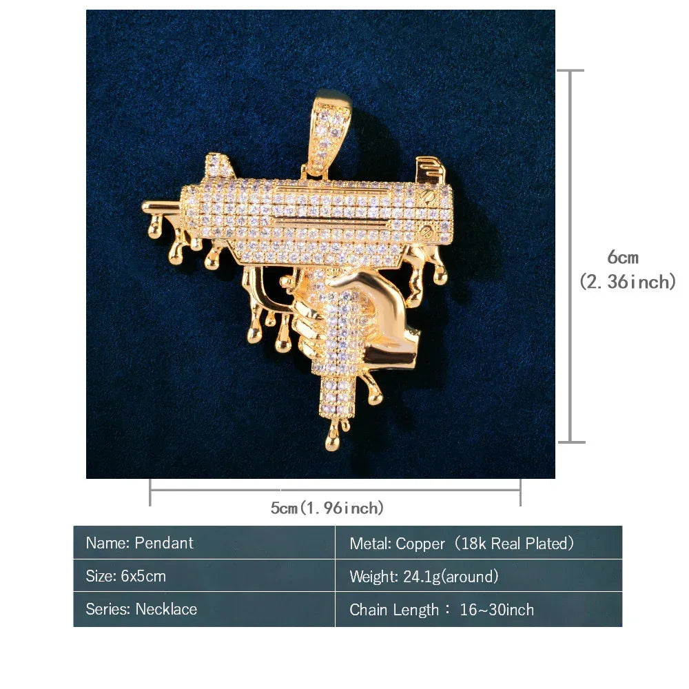 Hip Hop Rapper Style Pendant | CZ Iced Out Men’s Street Dance Trend Necklace - CaratixJewelry