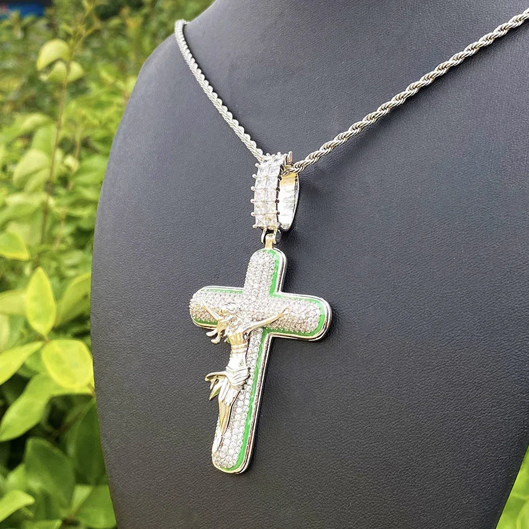 Minimalist Iced Out Cross Necklace | Men's Versatile Hip Hop Accessory - CaratixJewelry
