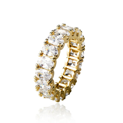 Unisex Iced Out Oval Stone Ring | Big Oval Zirconia Hip Hop Band | Caratix