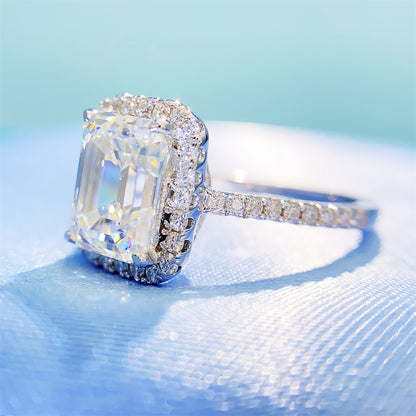 2026 Summer New S925 Silver 3ct Emerald Cut Moissanite Ring | D Color VVS1 | Caratix