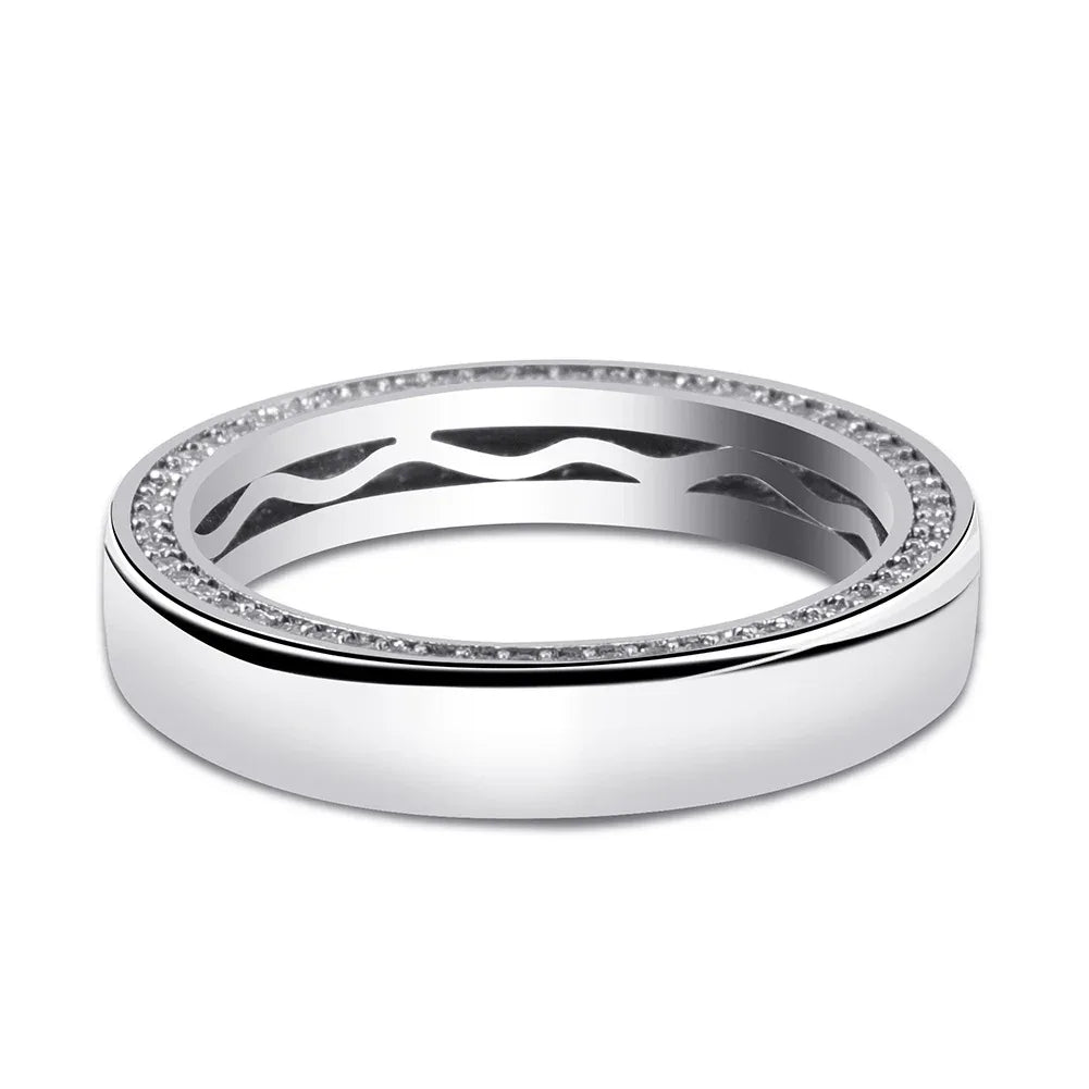 S925 Sterling Silver Ring | Minimalist Couple's Zirconia Band | Caratix