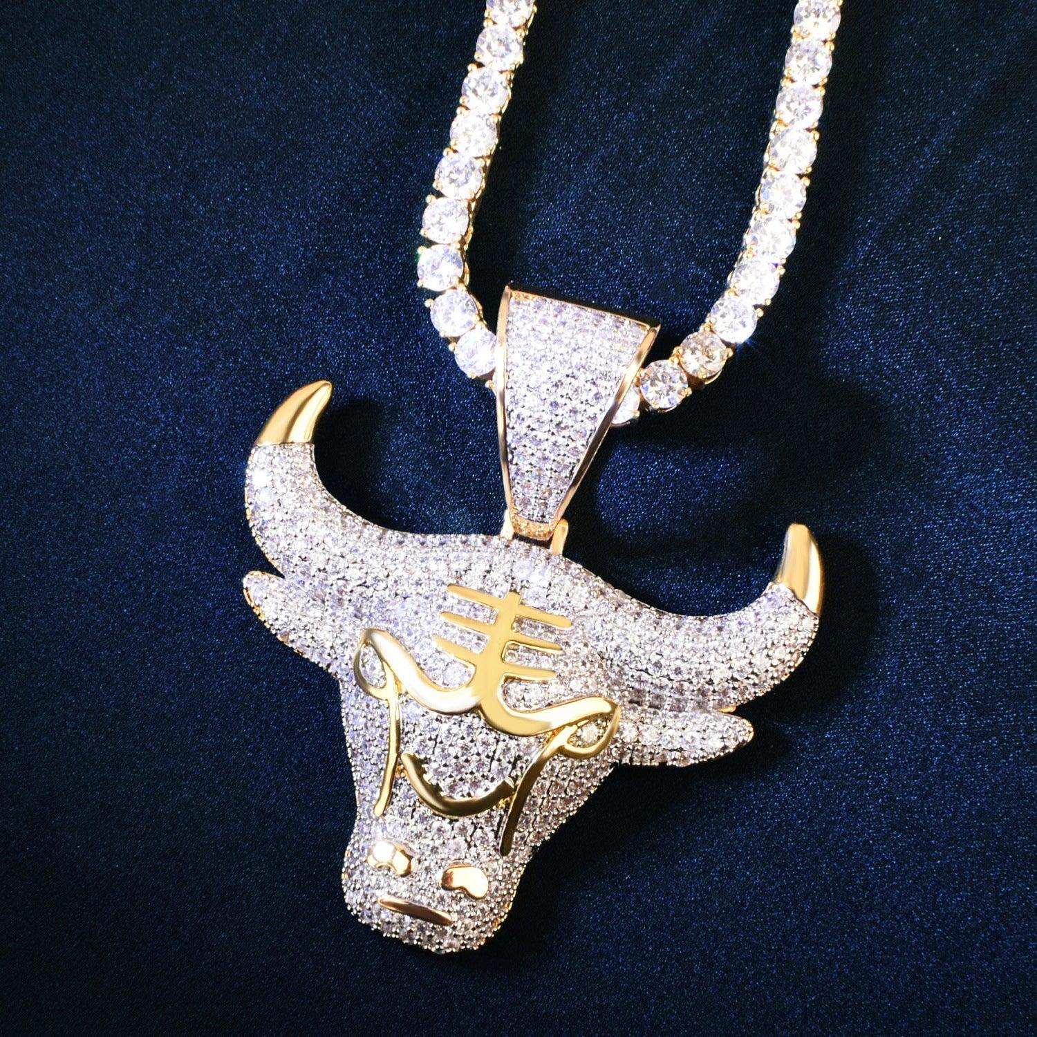 3D Bull Zodiac Pendant Necklace | CZ Iced Out Hip Hop Streetwear Jewelry - CaratixJewelry