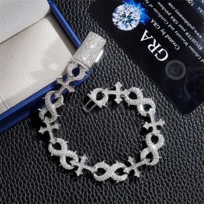 13mm D-Color Moissanite Cross Cuban Link | S925 Silver Jewelry - CaratixJewelry