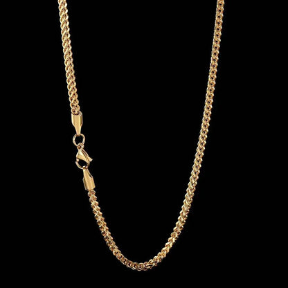 3mm Stainless Steel Reverse Link Necklace with 18K Gold Titanium Steel for Men | Caratix Jewelry - CaratixJewelry