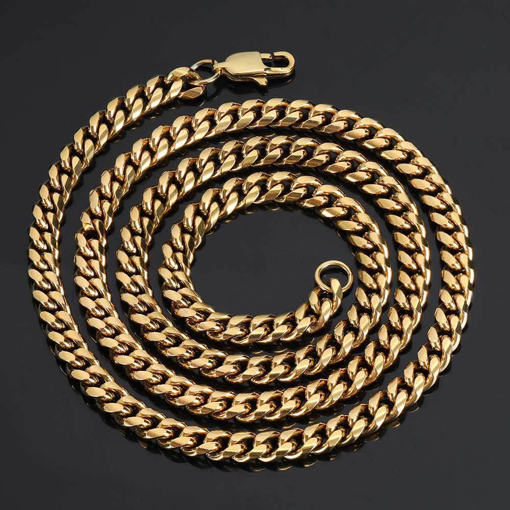 Cuban Chain Necklace with Day Clasp and 18K Gold Plating for Men | Titanium Steel and Stainless Steel | Caratix Jewelry - CaratixJewelry