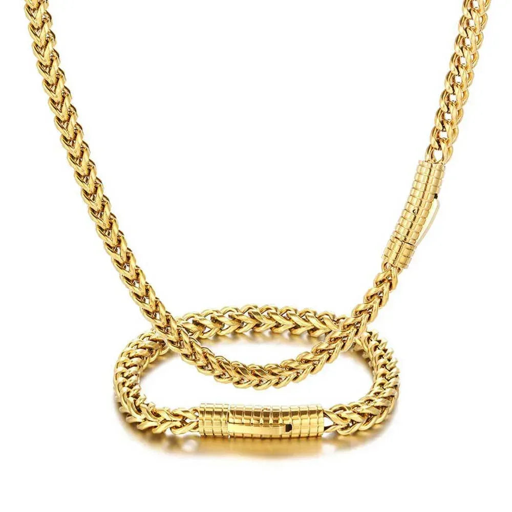 6mm Cuban Chain Necklace Stainless Steel Titanium Gold Chain Rapper Style | Caratix Jewelry - CaratixJewelry