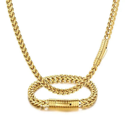 6mm Cuban Chain Necklace Stainless Steel Titanium Gold Chain Rapper Style | Caratix Jewelry - CaratixJewelry