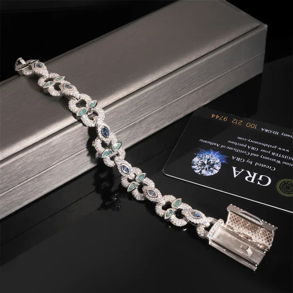 13mm Moissanite Cuban Link Bracelet with Figure-8 Clasp – S925 Sterling Silver Iced-Out Hip Hop Streetwear Jewelry - CaratixJewelry