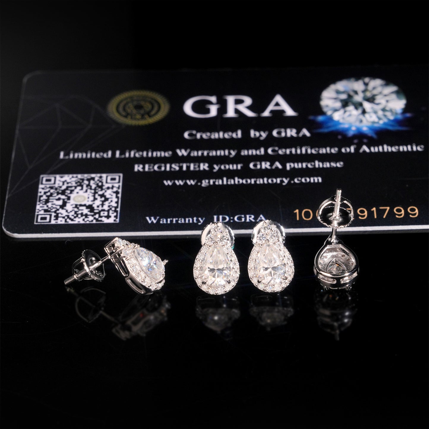 S925 Silver Pear Shaped Moissanite Stud Earrings | Teardrop D VVS1 Solitaire | Caratix