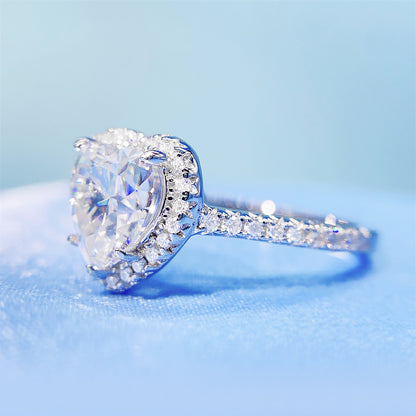 2 Carat Heart Cut Moissanite Ring | S925 Sterling Silver Solitaire Ring | Caratix