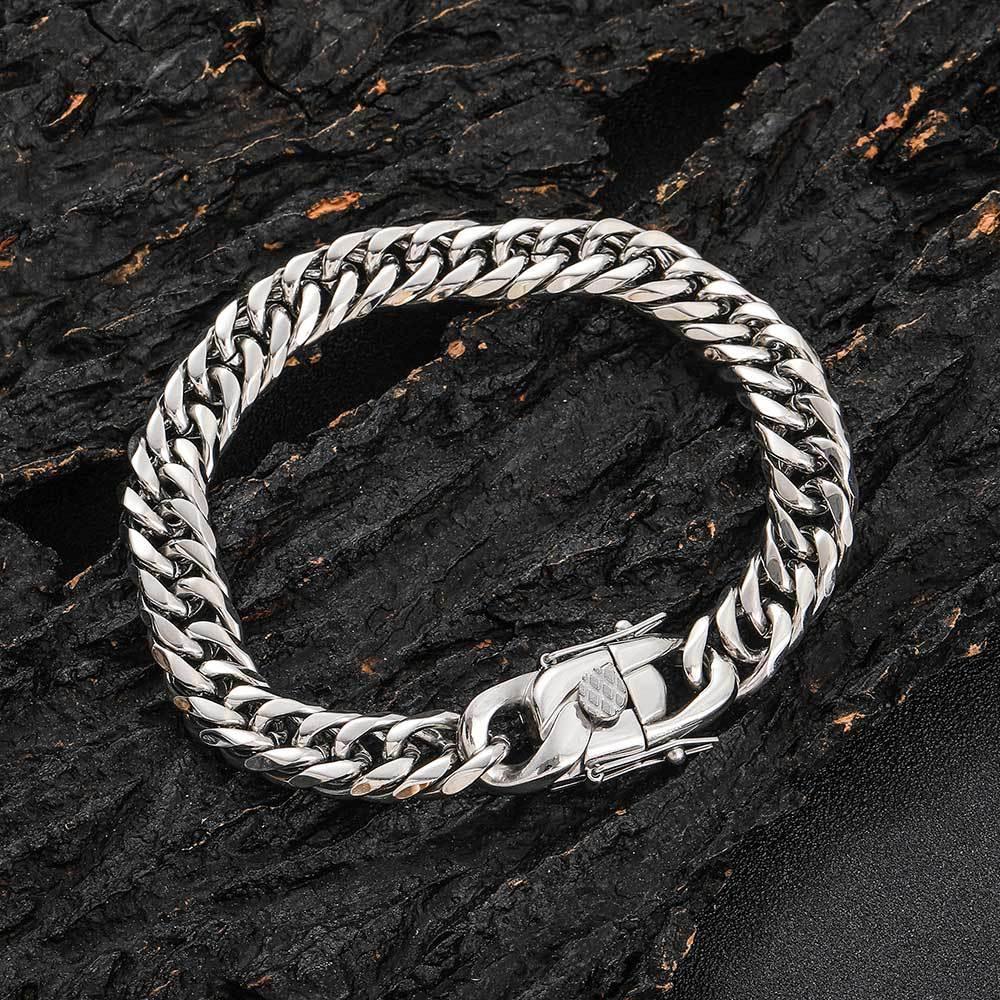 7mm & 9mm Double Weave Cuban Chain Bracelet - CaratixJewelry