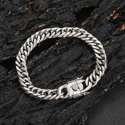 7mm & 9mm Double Weave Cuban Chain Bracelet - CaratixJewelry