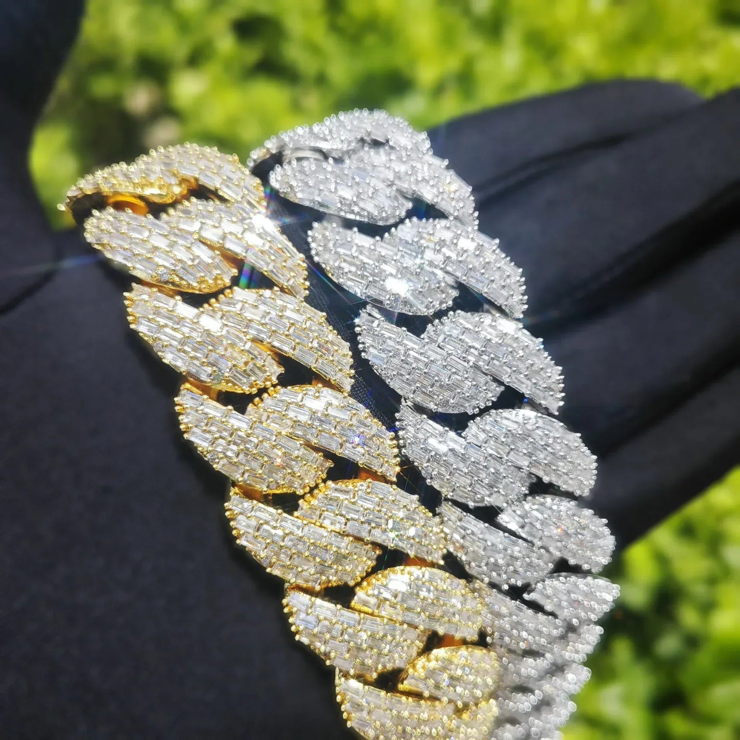 T-Shape Cuban Chain Necklace with Crescent Slanted Clasp | Hip Hop Street Jewelry | Caratix Jewelry - CaratixJewelry